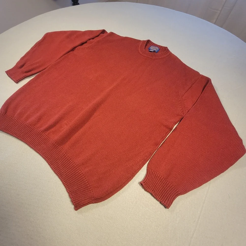Pendleton Sweater Men's Large Rust Red 100%‎ Cotton Crewneck Heritage Americana